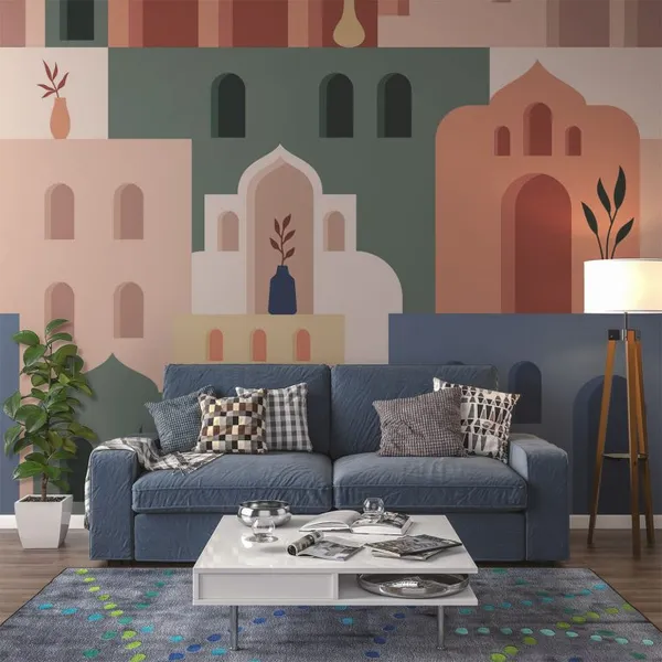 Abstract_Architecture._Minimalist_Geometric_Building_Shapes_Seamless_Pattern,_Moroccan_Oriental_Streets,_Bohemian_Aesthetic._Decor_Textile,_Wrapping_Paper,_Print_Or_Fabric_Mural_Wallpaper.