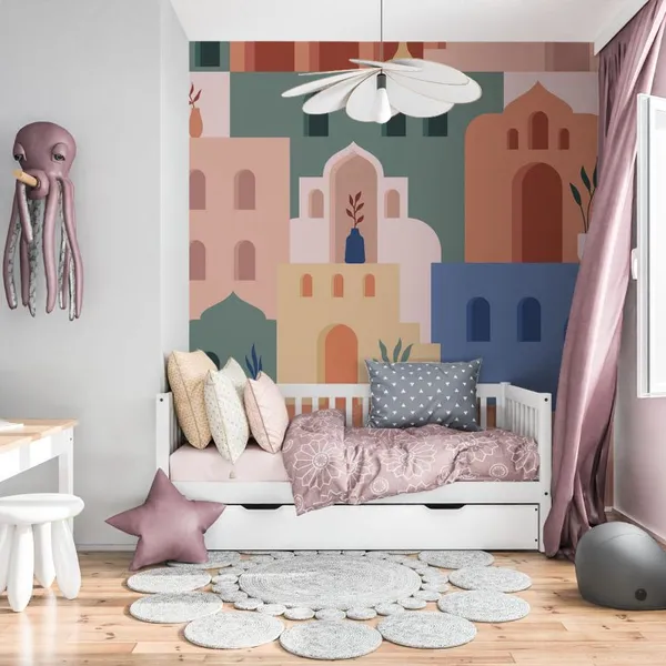 Abstract_Architecture._Minimalist_Geometric_Building_Shapes_Seamless_Pattern,_Moroccan_Oriental_Streets,_Bohemian_Aesthetic._Decor_Textile,_Wrapping_Paper,_Print_Or_Fabric_Mural_Wallpaper.