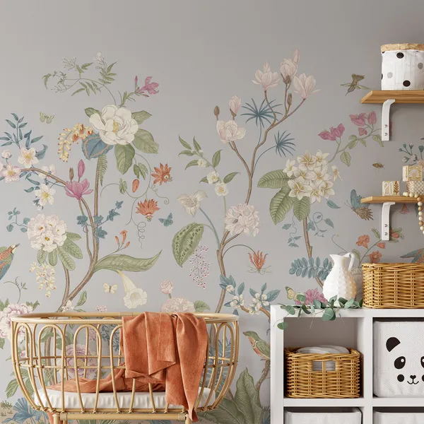 Abstract_Flowers_And_Leaves_Seamless_Pattern_Mural_Wallpaper,_Pvc_Free,_Non-Toxic