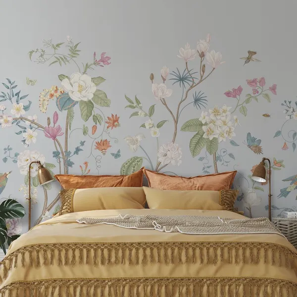 Abstract_Flowers_And_Leaves_Seamless_Pattern_Mural_Wallpaper,_Pvc_Free,_Non-Toxic