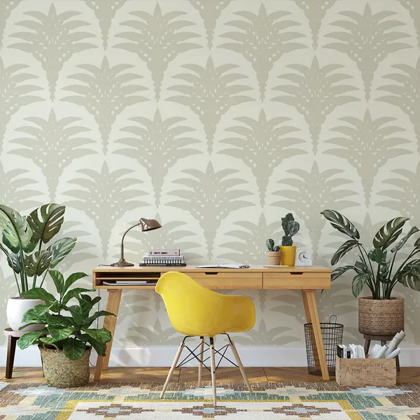 Beautiful__Silver__Floral____Wall_Mural,_Pvc_Free_Wall_Covering
