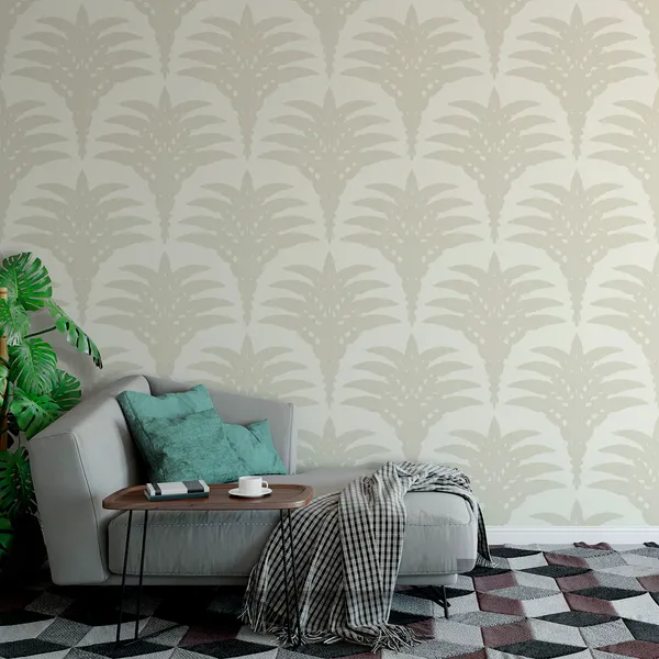 Beautiful__Silver__Floral____Wall_Mural,_Pvc_Free_Wall_Covering