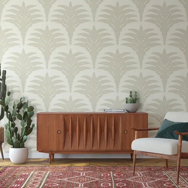 Beautiful__Silver__Floral____Wall_Mural,_Pvc_Free_Wall_Covering
