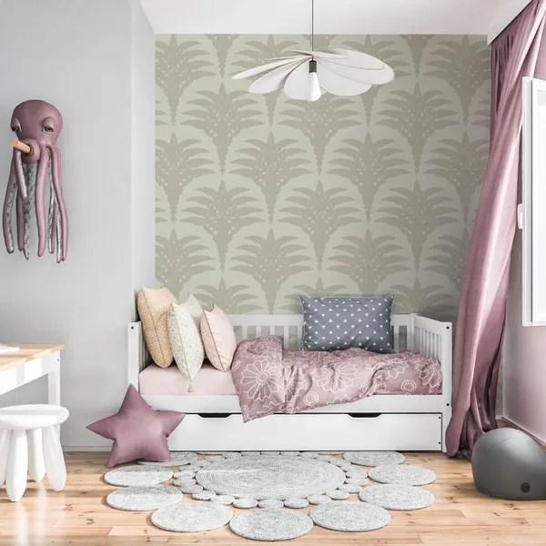 Beautiful__Silver__Floral____Wall_Mural,_Pvc_Free_Wall_Covering