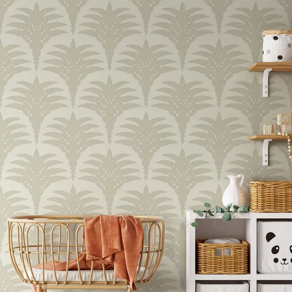 Beautiful__Silver__Floral____Wall_Mural,_Pvc_Free_Wall_Covering
