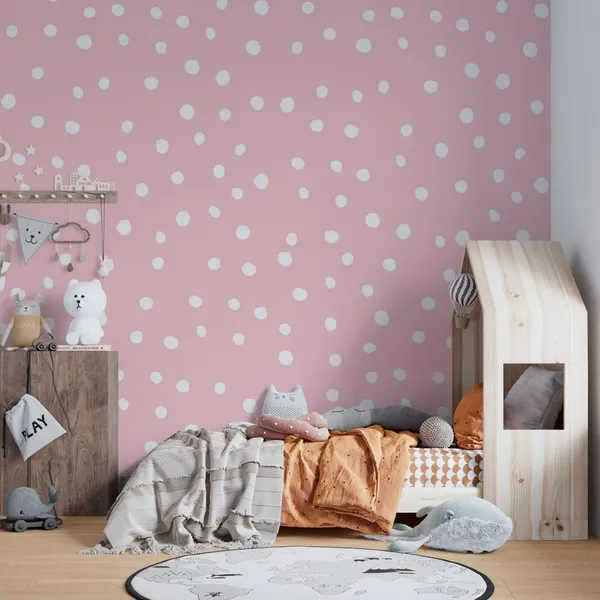 Cute_Pink_Minimalist_Background._Vector_Seamless_Pattern_With_Simple_Shapes,_Small_Rhombuses,_Diamonds,_Dots_In_Regular_Grid.