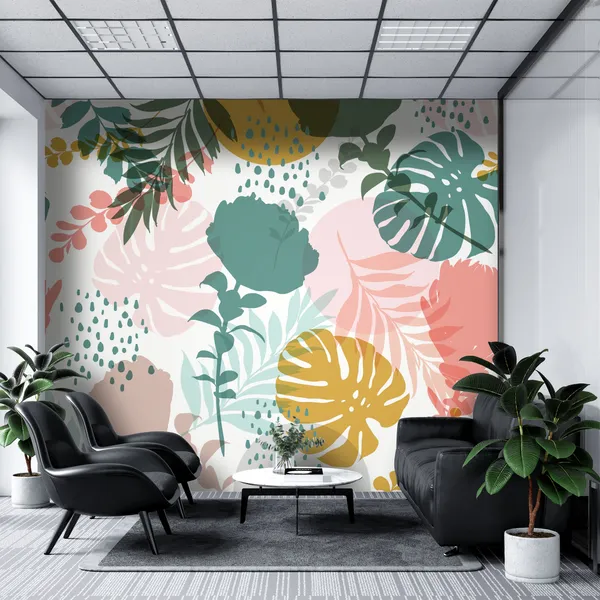 Colorful_And_Bright_Summer_Silhouette_Abstract_Seamless_Pattern_With_Leaves_And_Flowers_Background_With_Flowers__Mural_Wallpaper_Pvc_Free.