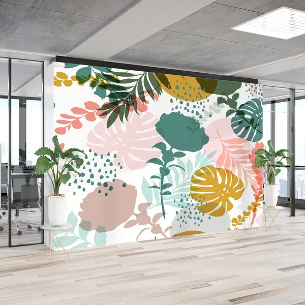 Colorful_And_Bright_Summer_Silhouette_Abstract_Seamless_Pattern_With_Leaves_And_Flowers_Background_With_Flowers__Mural_Wallpaper_Pvc_Free.