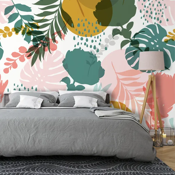Colorful_And_Bright_Summer_Silhouette_Abstract_Seamless_Pattern_With_Leaves_And_Flowers_Background_With_Flowers__Mural_Wallpaper_Pvc_Free.