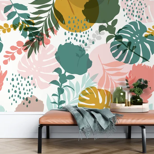 Colorful_And_Bright_Summer_Silhouette_Abstract_Seamless_Pattern_With_Leaves_And_Flowers_Background_With_Flowers__Mural_Wallpaper_Pvc_Free.