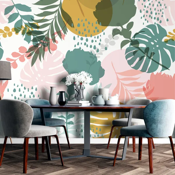 Colorful_And_Bright_Summer_Silhouette_Abstract_Seamless_Pattern_With_Leaves_And_Flowers_Background_With_Flowers__Mural_Wallpaper_Pvc_Free.
