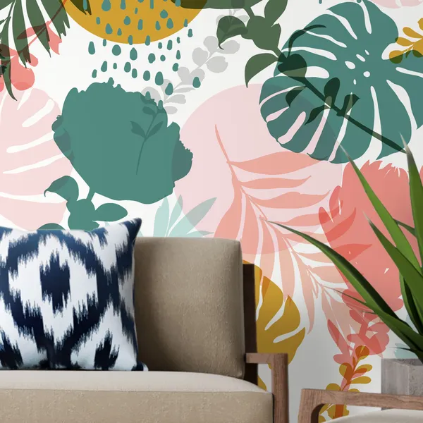 Colorful_And_Bright_Summer_Silhouette_Abstract_Seamless_Pattern_With_Leaves_And_Flowers_Background_With_Flowers__Mural_Wallpaper_Pvc_Free.