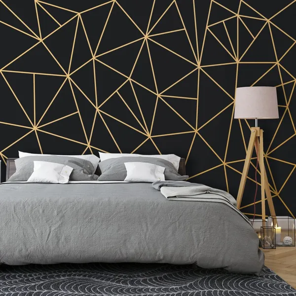 Golden_Lines_And_Squares_In_Geometric_Seamless_Pattern_Over_Black_Background._For_Fabric,_Textile,_Backgrounds_And_Wallpapers._The_Tile_Is_Seamless_Mural_Wallpaper