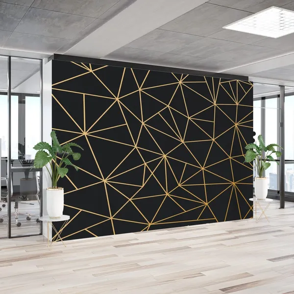 Golden_Lines_And_Squares_In_Geometric_Seamless_Pattern_Over_Black_Background._For_Fabric,_Textile,_Backgrounds_And_Wallpapers._The_Tile_Is_Seamless_Mural_Wallpaper