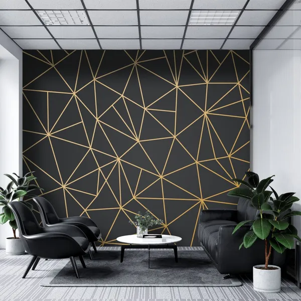 Golden_Lines_And_Squares_In_Geometric_Seamless_Pattern_Over_Black_Background._For_Fabric,_Textile,_Backgrounds_And_Wallpapers._The_Tile_Is_Seamless_Mural_Wallpaper