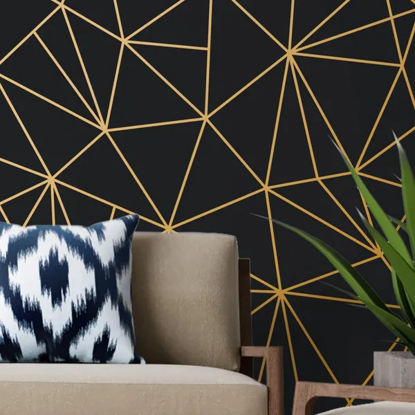 Golden_Lines_And_Squares_In_Geometric_Seamless_Pattern_Over_Black_Background._For_Fabric,_Textile,_Backgrounds_And_Wallpapers._The_Tile_Is_Seamless_Mural_Wallpaper