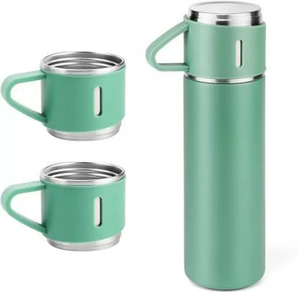 Green_Vacuum_Insulated_Flask_Set_3Cup_Set_for_Hot_&_Cold_Drink_(GiftSet)