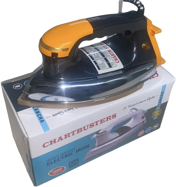 Black_&_Orange_1.5Kg_Heavy_Weight_Instant_Heat_Gold_Plate_Coated_Non_Stick_1000_W_Dry_Iron