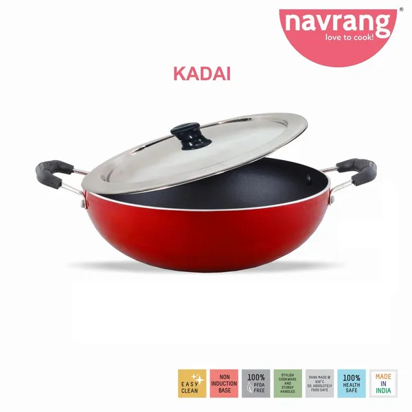 Red_Nonstick_Three_Pieces_Cookware_Set_Kadai_And_Fry_Pan_With_Common_SS_Lid