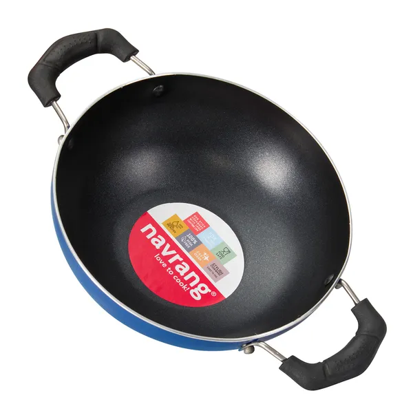 Set_of_3_pcs_Blue_Nonstick__Kadai_200,_Frypan_200_And_Glass_Lid,_Non_Induction