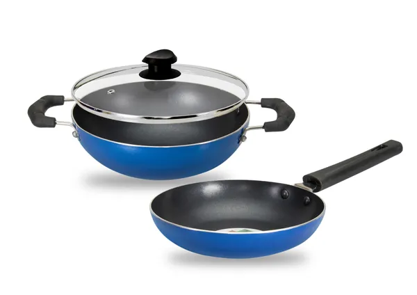 Set_of_3_pcs_Blue_Nonstick__Kadai_200,_Frypan_200_And_Glass_Lid,_Non_Induction