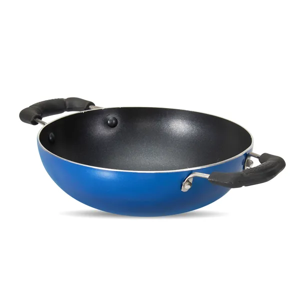 Set_of_3_pcs_Blue_Nonstick__Kadai_200,_Frypan_200_And_Glass_Lid,_Non_Induction