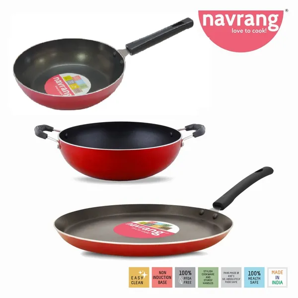 Set_of_3_pcs_Red_Nonstick__Cookware_Set_Kada,_Fry_Pan_And_Dosa_Tawa