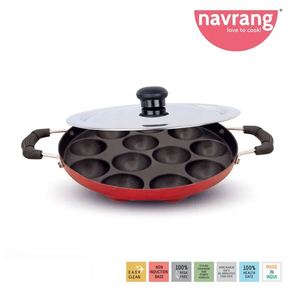 Red_Casting_Nonstick_Appakara_/_Appapatram_/_Paniyarkal_/_Paniyaram_12_Kulies_Light_Weight_With_Ss_Lid_Non_Induction