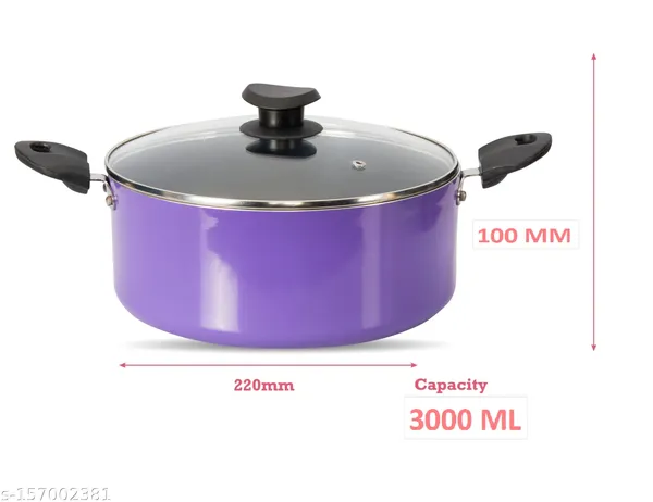 Purple_Nonstick_Aluminium_Non_Induction_Stew_Pot_220_mm_With_Glass_Lid,_3200_ML_Capacity
