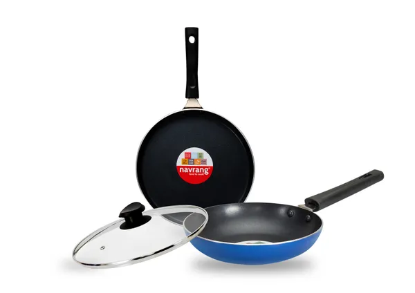 Set_of_3_pcs_Blue_Nonstick_Dosa_Tawa_240,_Frypan_200_And_Glass_Lid,_Non_Induction