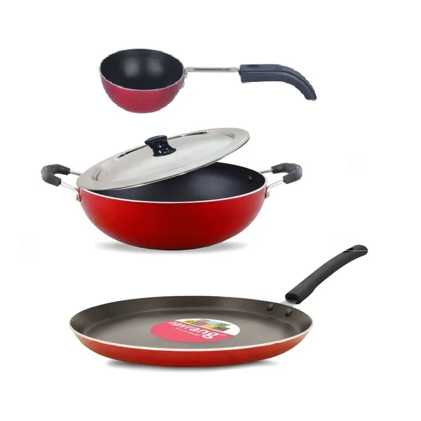 Set_of_4_pcs_Red_Non_Stick_Aluminium_,_Tawa_260+Kadai_220+Tadka_Pan_+_SS_Lid,Non_Induction
