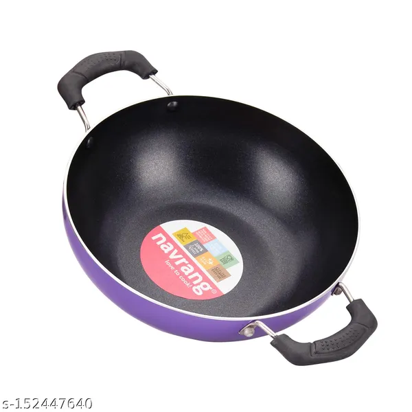 Purple_Non-Stick_Non_Induction_Aluminium_Kadhai_220Mm_With_Glass_Lid