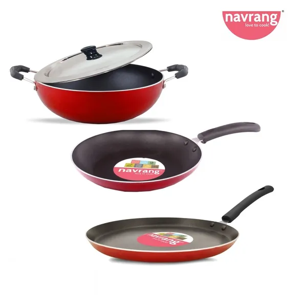 Set_of_4_pcs_Red_Nonstick_Cookware_Set_Dosa_Tawa,Kadai,_Fry_Pan_and_Common_SS_Lid