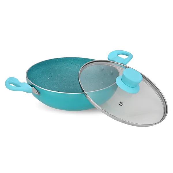 Set_of_3_pcs_Aqua_Blue_Granite_Aluminium_Non-Stick_Cookware_Set_Kadai_240_mm_&_Fry_Pan_240_mm_&_Glass_Lid,_Non-Induction