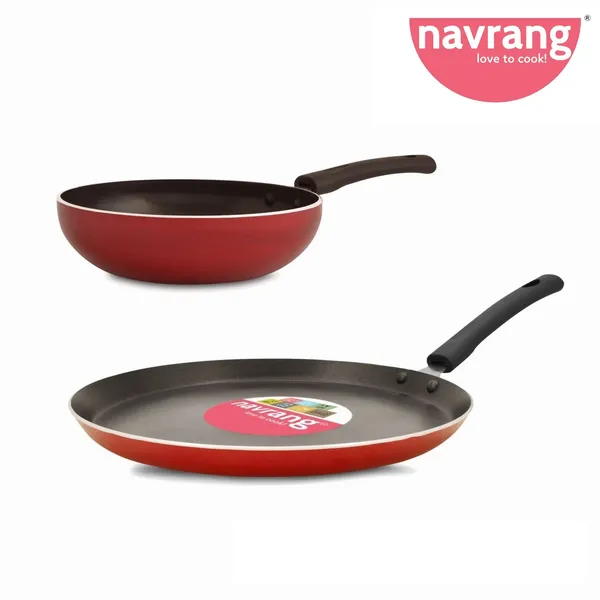 Red_Nonstick_Two_Pieces_Combo_Set_Dosa_Tawa_&_Fry_Pan_Non_Induction