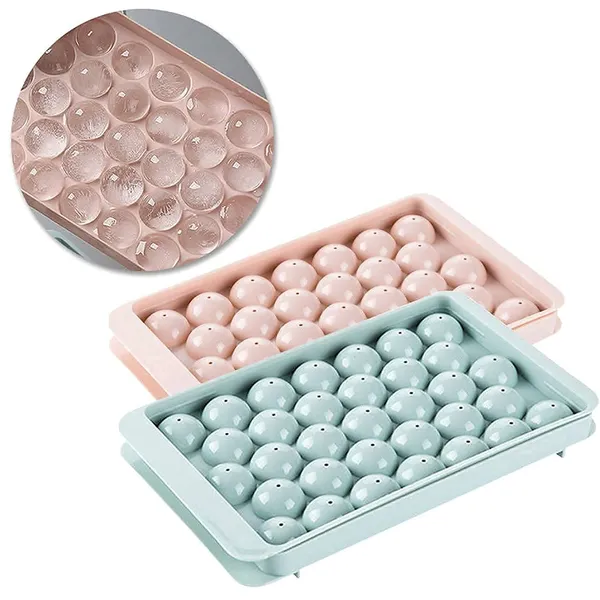 Plastic_Reusable_Flexible_Round_Ice_Cube_Trays_33_Cavity_Mini_Round_Ice_Plastic_Tray_Molds_For_Whiskey__Cocktails_Keep_Drinks_Chilled_Multicolor_Pack_Of_2