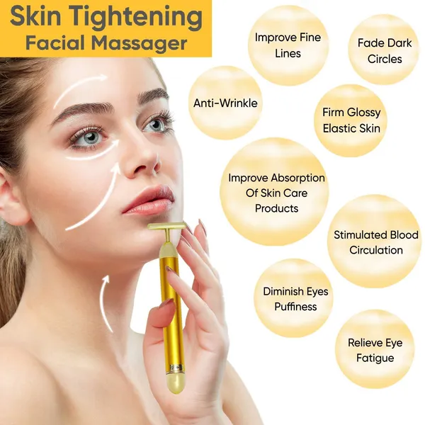 T_Shape_24K_Electric_Massager_T_Shape_24K_Electric_Anti_Aging_Anti_Wrinkles_Pulse_Skin_Care_Facial_Skin_Tightening_Roller_Massager_Face_Lift_Firming_Electric_Vibration_With_Carry_Case_Massager_Gold