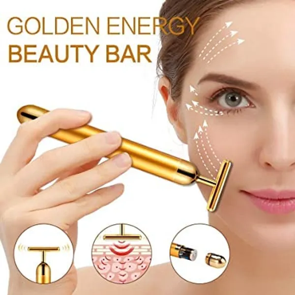 T_Shape_24K_Electric_Massager_T_Shape_24K_Electric_Anti_Aging_Anti_Wrinkles_Pulse_Skin_Care_Facial_Skin_Tightening_Roller_Massager_Face_Lift_Firming_Electric_Vibration_With_Carry_Case_Massager_Gold