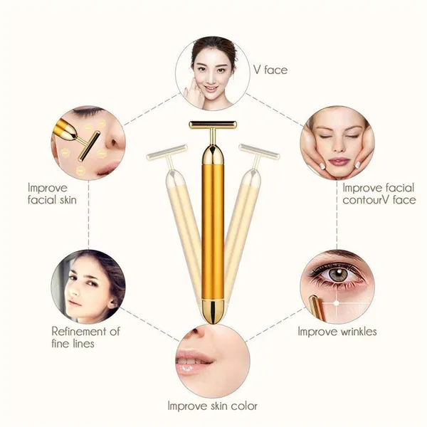 T_Shape_24K_Electric_Massager_T_Shape_24K_Electric_Anti_Aging_Anti_Wrinkles_Pulse_Skin_Care_Facial_Skin_Tightening_Roller_Massager_Face_Lift_Firming_Electric_Vibration_With_Carry_Case_Massager_Gold