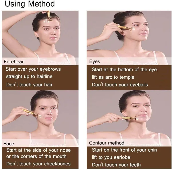 T_Shape_24K_Electric_Massager_T_Shape_24K_Electric_Anti_Aging_Anti_Wrinkles_Pulse_Skin_Care_Facial_Skin_Tightening_Roller_Massager_Face_Lift_Firming_Electric_Vibration_With_Carry_Case_Massager_Gold