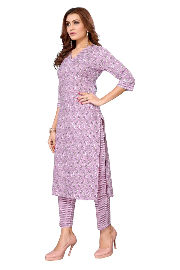 Light_Purple__Soft_Cotton_Flower_Printed_Kurta_&_Pant_Set