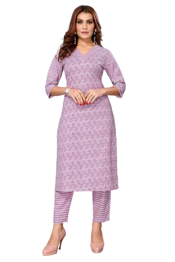 Light_Purple__Soft_Cotton_Flower_Printed_Kurta_&_Pant_Set