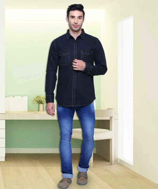 Southbay_Men's_Carbon_Black_Coastal_Cool_Denim_Shirt