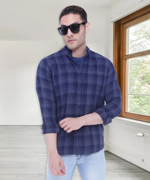 Men's_Grey_Indigo_Delight_Cotton_Checks_Shirt