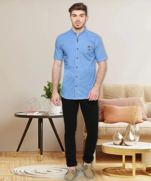 Men's_Icewash_Classic_Half_Sleeve_Denim_Shirt