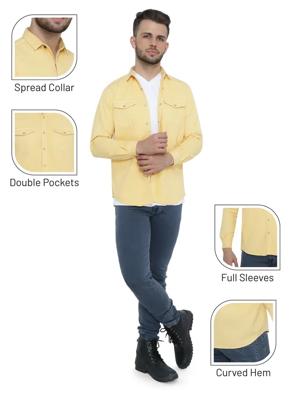 Men's_Cream_Yellow_Cargo_Chic_Denim_Shirt