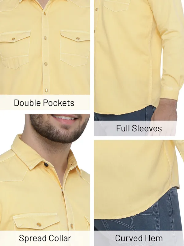 Men's_Cream_Yellow_Cargo_Chic_Denim_Shirt