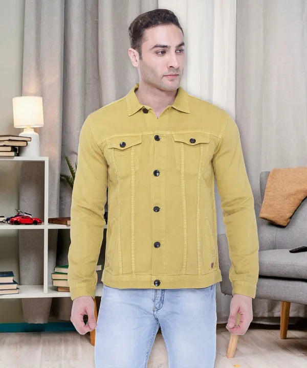 Khaki denim jacket mens clearance