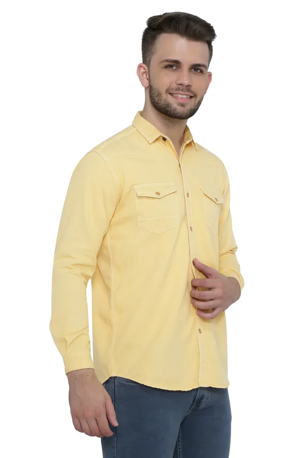 Men's_Cream_Yellow_Cargo_Chic_Denim_Shirt
