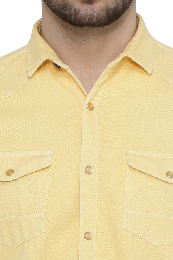 Men's_Cream_Yellow_Cargo_Chic_Denim_Shirt
